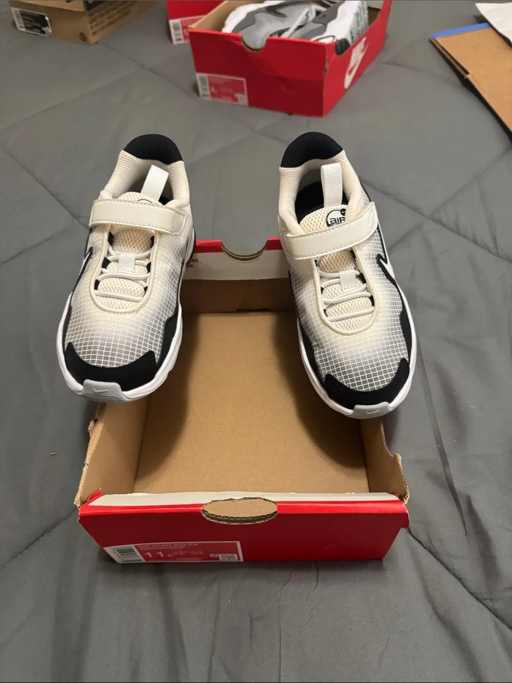 Toddlers Nike Air Max Nova Breathable Athletic Sneakers - White & Black, gray